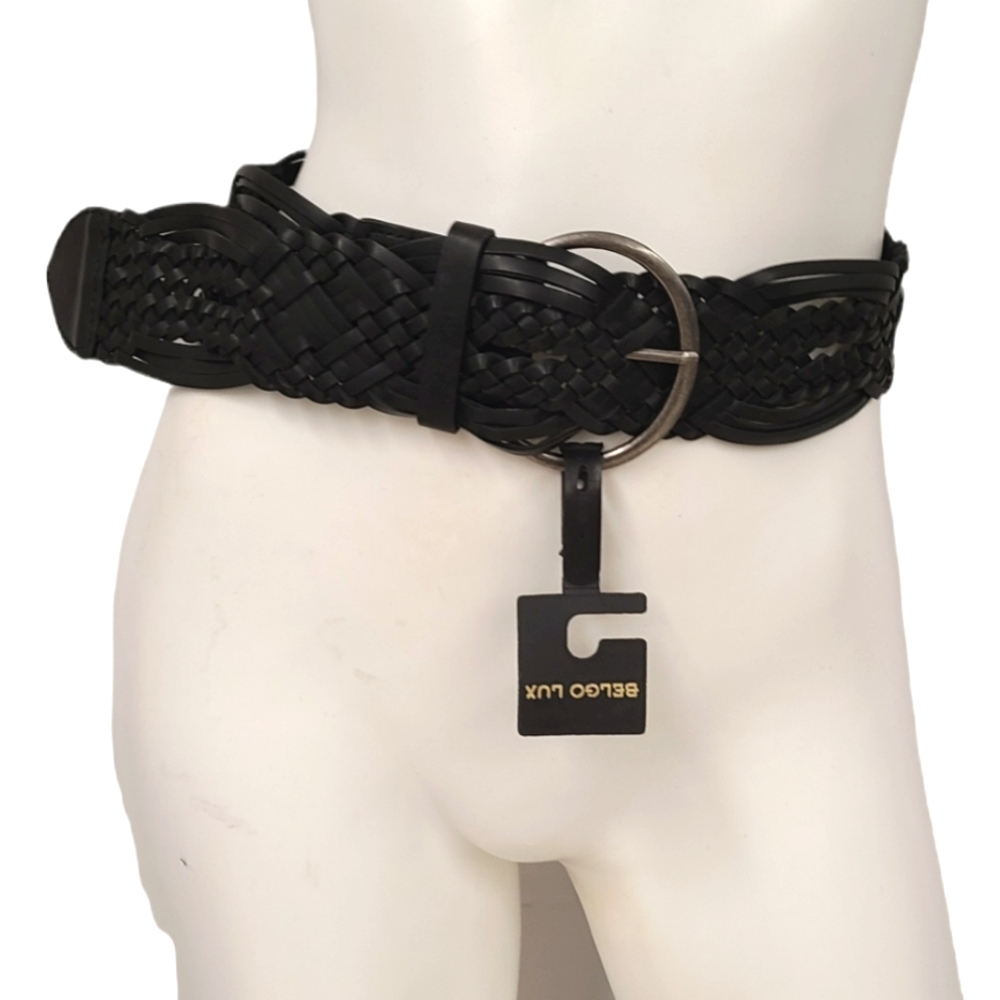 NEW Belgo Lux Black Faux Leather Braided belt